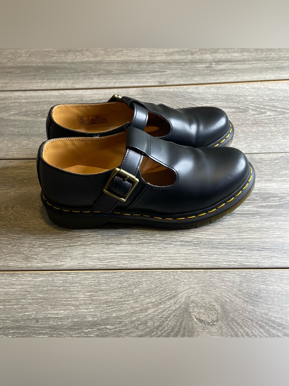 Dr Martens Polley Womens Sz 7 Black Nubuck T Bar Buckle Mary Jane Shoes, England
